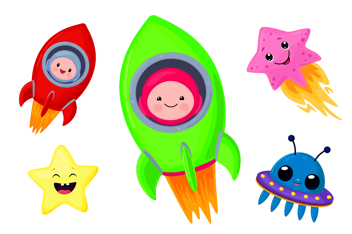 cartoon cute space set + patterns, a Pattern Graphic by ChubbyBunny Art (Photo 9 of 12)