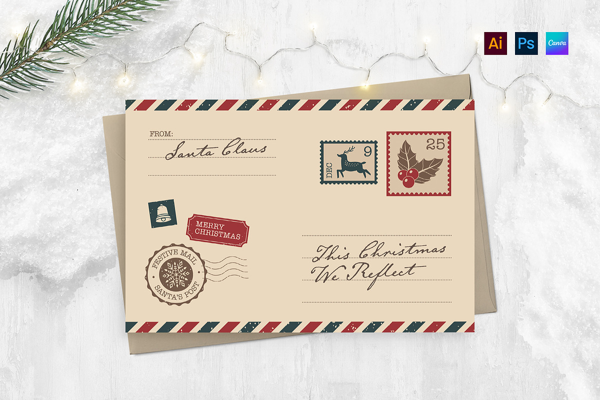Christmas Vintage Postcard Template, a Card Template by BrandPacks (Photo 2 of 4)