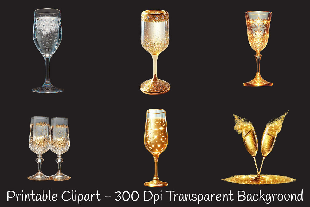 Cheers to New Year Champagne Glass C, an Illustration by RobertsArt (Photo 3 of 5)