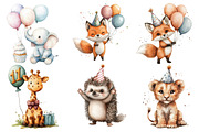 Birthday Baby Animal Clipart png, an Illustration by Watercolor design (Thumbnail 3 of 4)