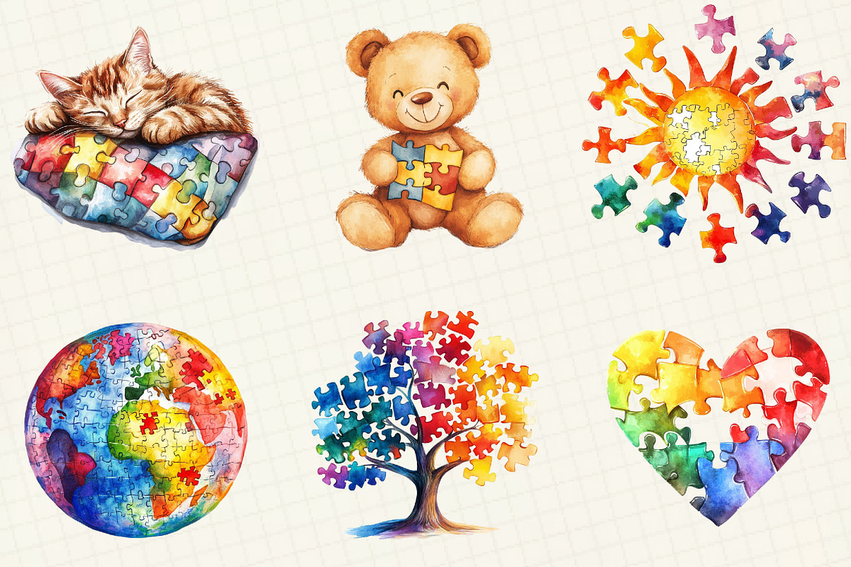 Autism Puzzle Sublimation Clipart, an Illustration by OK Design (Photo 4 of 5)