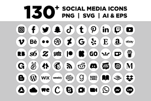 White Circle Social Media Icons Set