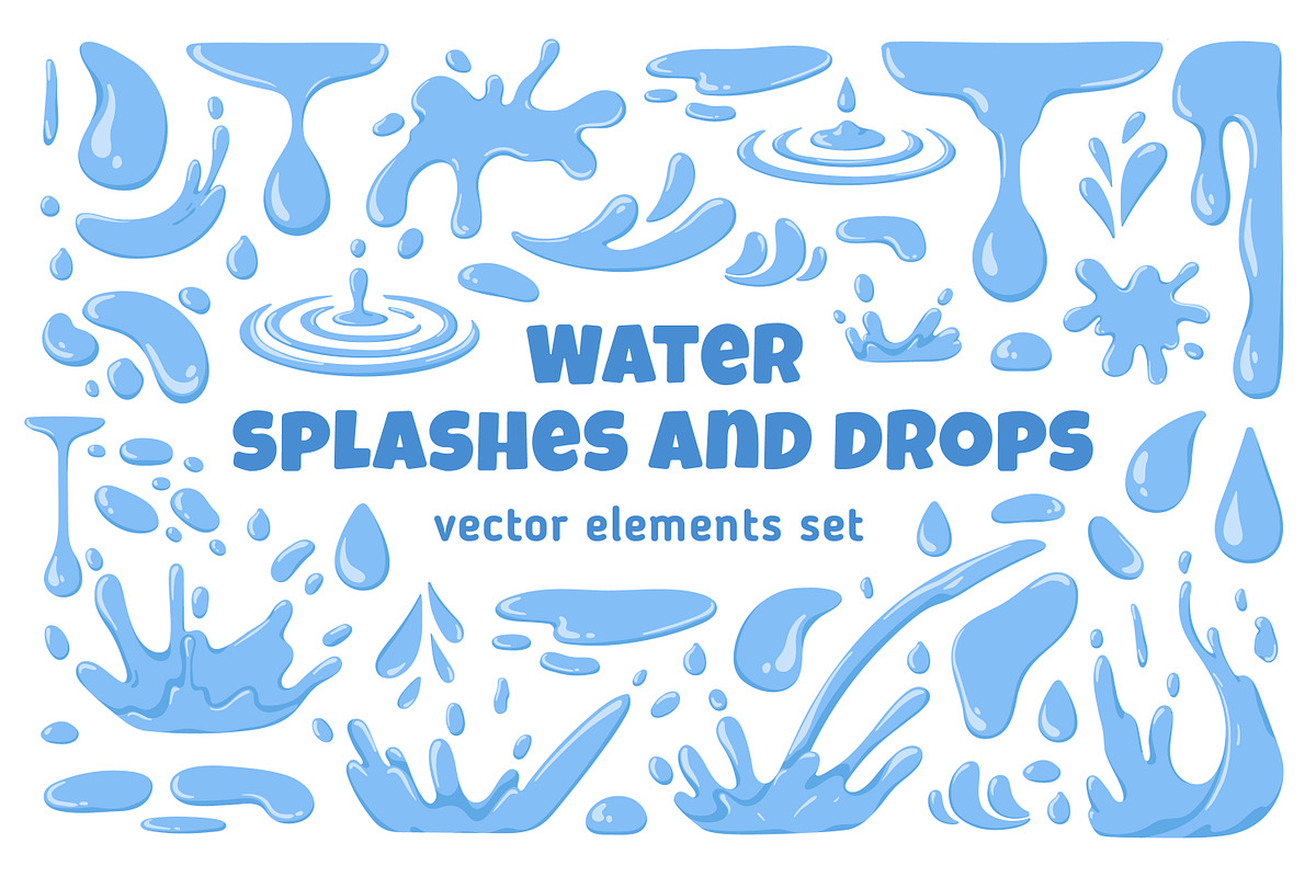 Water drops and splashes set, an Object Illustration by Good Studio (Photo 1 of 3)