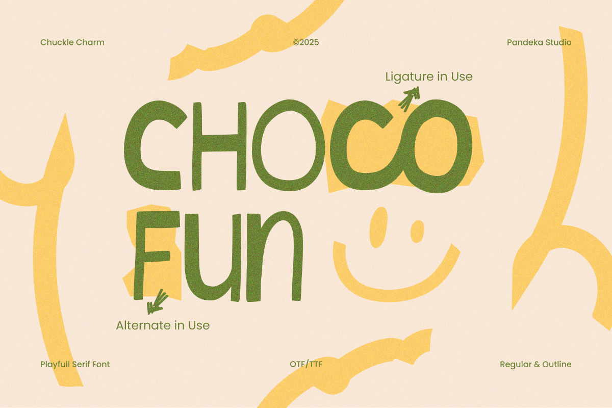 Chuckle Charm - Quirky Serif Duo, a Serif Font by Pandeka Studio (Photo 7 of 9)