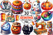Groovy Halloween Sewing Clipart, an Illustration by RobertsArt (Thumbnail 1 of 7)