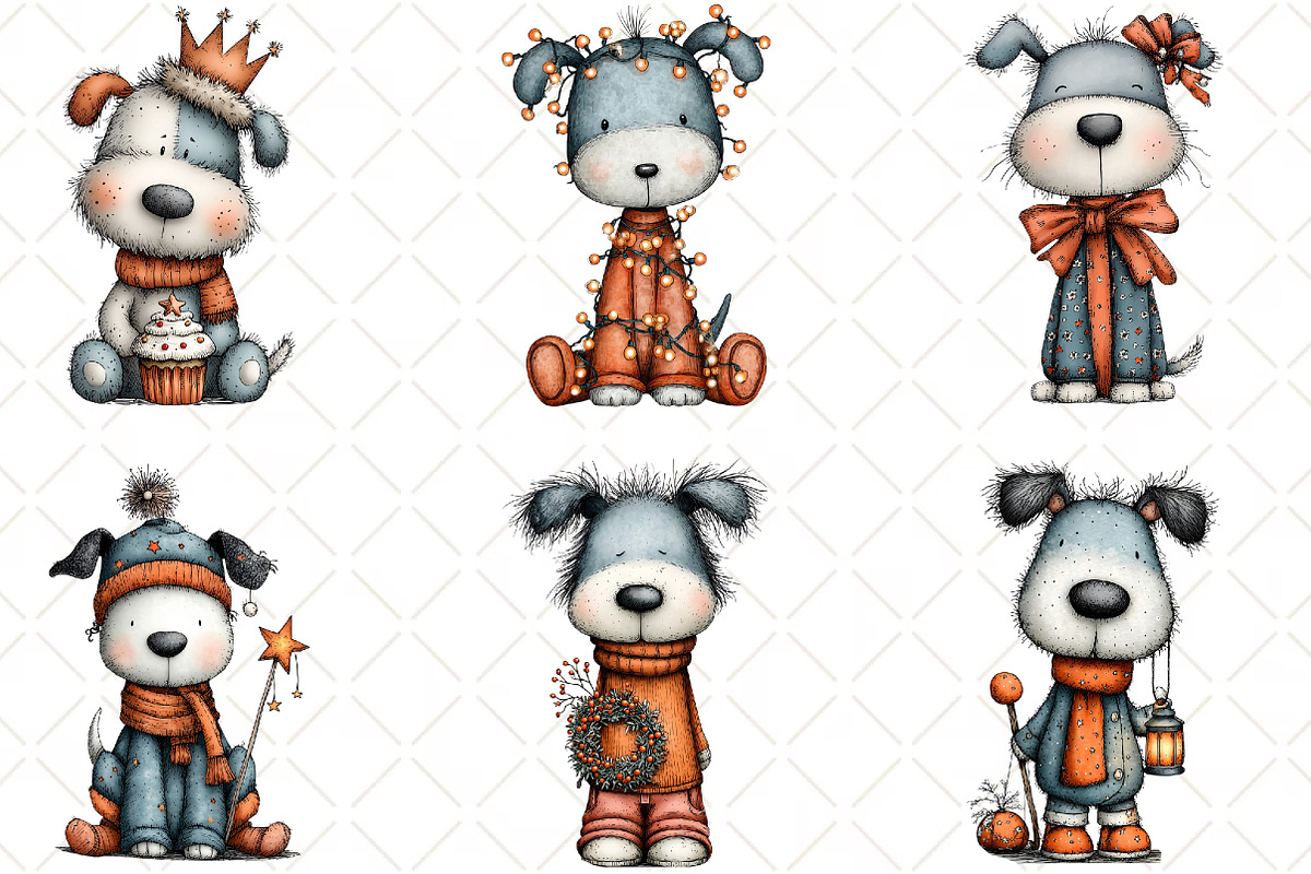 Whimsical Christmas Dogs Clipart, an Animal Illustration by Black Bird Studio (Photo 2 of 6)