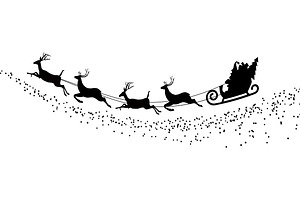 Silhouette Santa Claus Flying