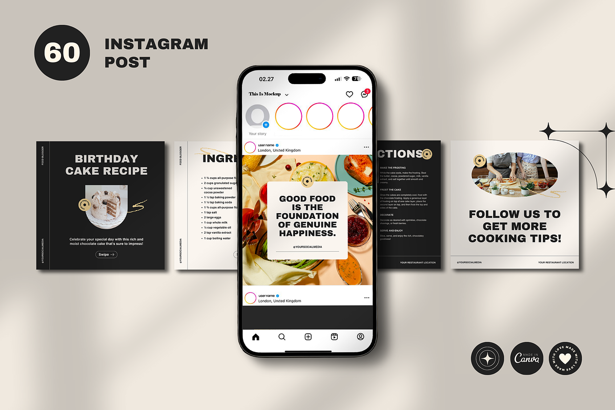 120 Food Instagram Template Canva, a Social Media Template by Branding Victory STD (Photo 4 of 9)