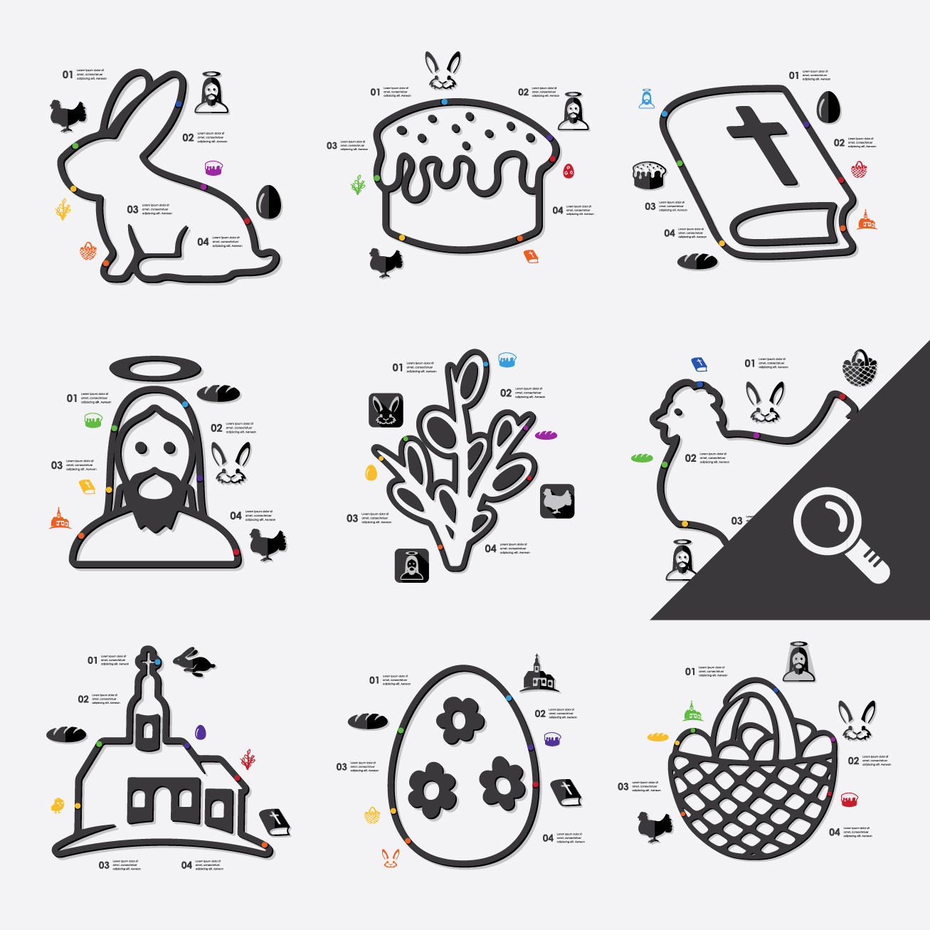 9 EASTER infographics, an Illustration by Palau