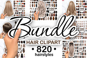 Hair clipart large set, an Illustration by Elenbushe (Thumbnail 1 of 11)