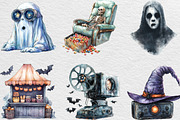 Vintage Halloween Cinema Clipart, an Illustration by Black Bird Studio (Thumbnail 2 of 6)