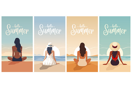 Girl Watching Sunset by the Sea., a Person Illustration by Gomolach