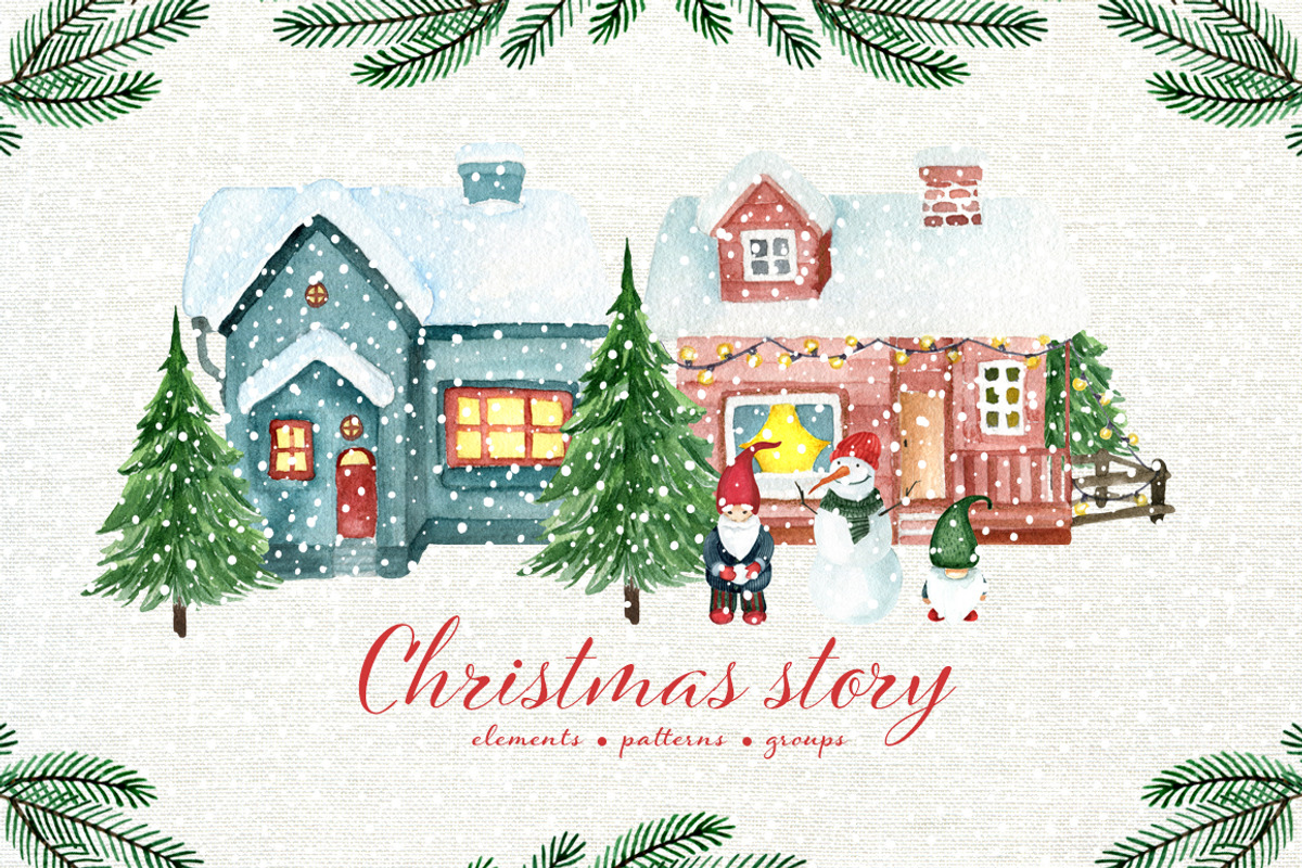 Christmas story. Watercolor set, an Object Graphic by JuliaBadeeva (Photo 1 of 7)