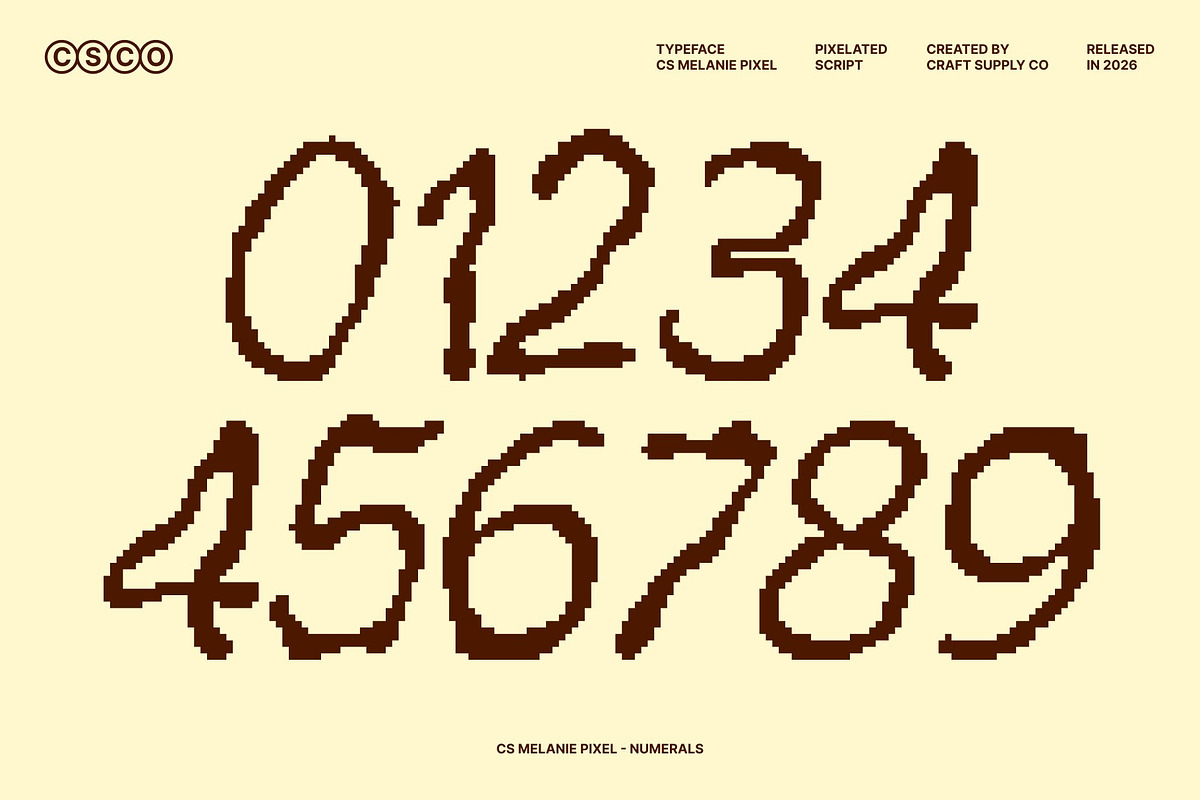 CS Melanie Pixel, a Script Font by Craft Supply Co. (Photo 3 of 8)