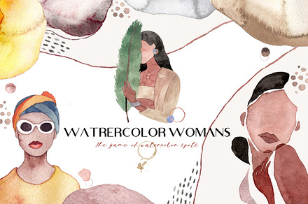 Abstract woman-watercolor set