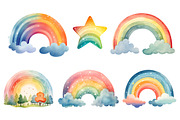 Watercolor rainbow set PNG clipart, a Seasonal Illustration by Whimsy Brush Studio (Thumbnail 5 of 6)