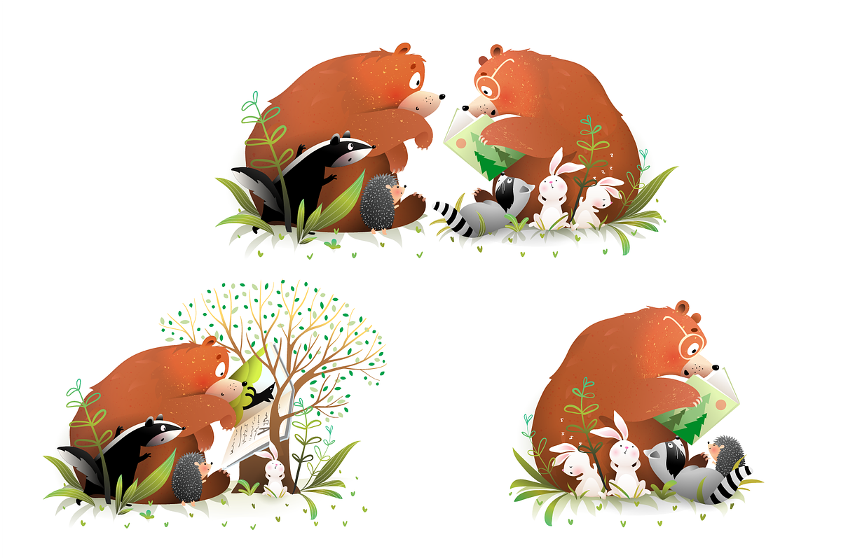 Bears Reading Book with Animals, an Animal Illustration by Popmarleo Shop (Photo 3 of 3)