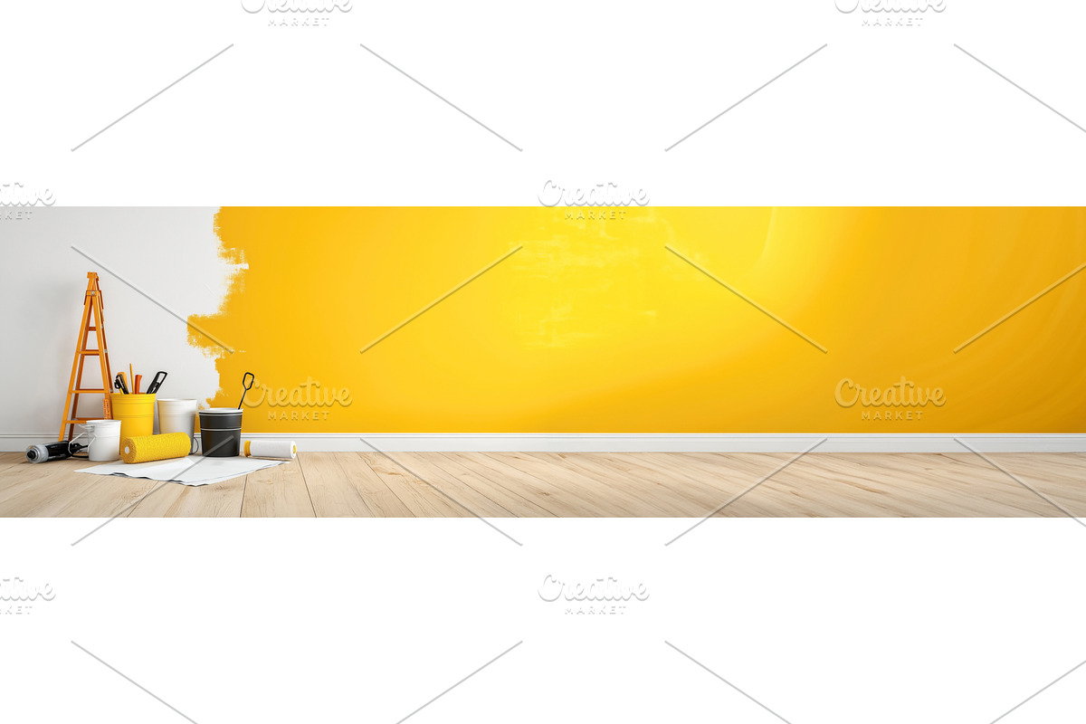 A room being painted with bright, an Illustration by Sergey Kotenev