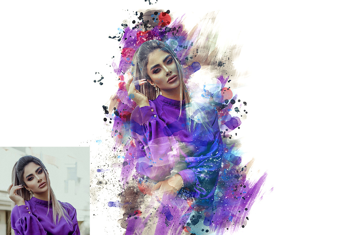 Extreme Watercolor Photoshop Action, an Action Add-On by Studio Retouch