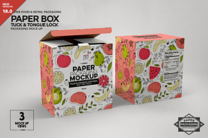 Paper Box Tuck&Tongue Lock Mockup