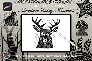 Vintage Adventure Woodcut Brushes