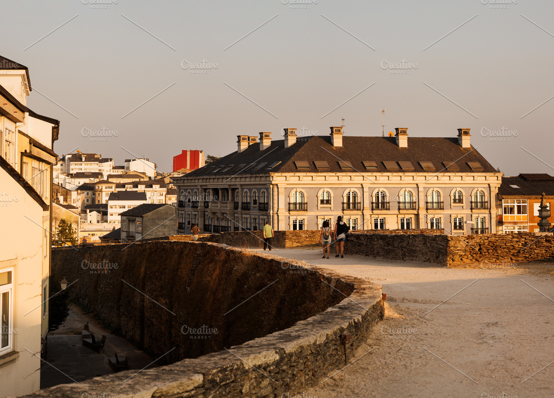 People Walking on Roman Walls Walkway, Lugo, Spain, an Architecture Photo by Bepslabor