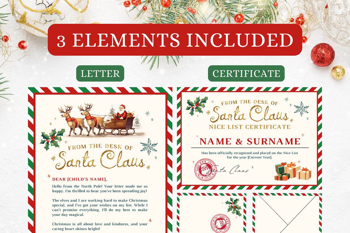 Letter from Santa | Nice list |Canva, a Stationery Template by mkStudioLab (Photo 3 of 7)