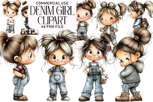Denim Girl Clipart, an Illustration by Daily.Designs