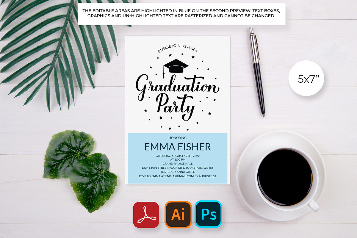 Graduation Invitation Template, a Stationery Template by LaBelezokaDesign (Photo 2 of 2)