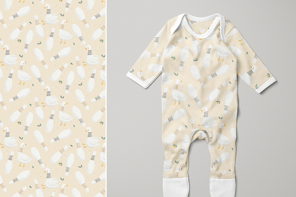 Cute Geese Bowling Seamless Patterns, a Pattern Graphic by tetiartline (Photo 5 of 9)