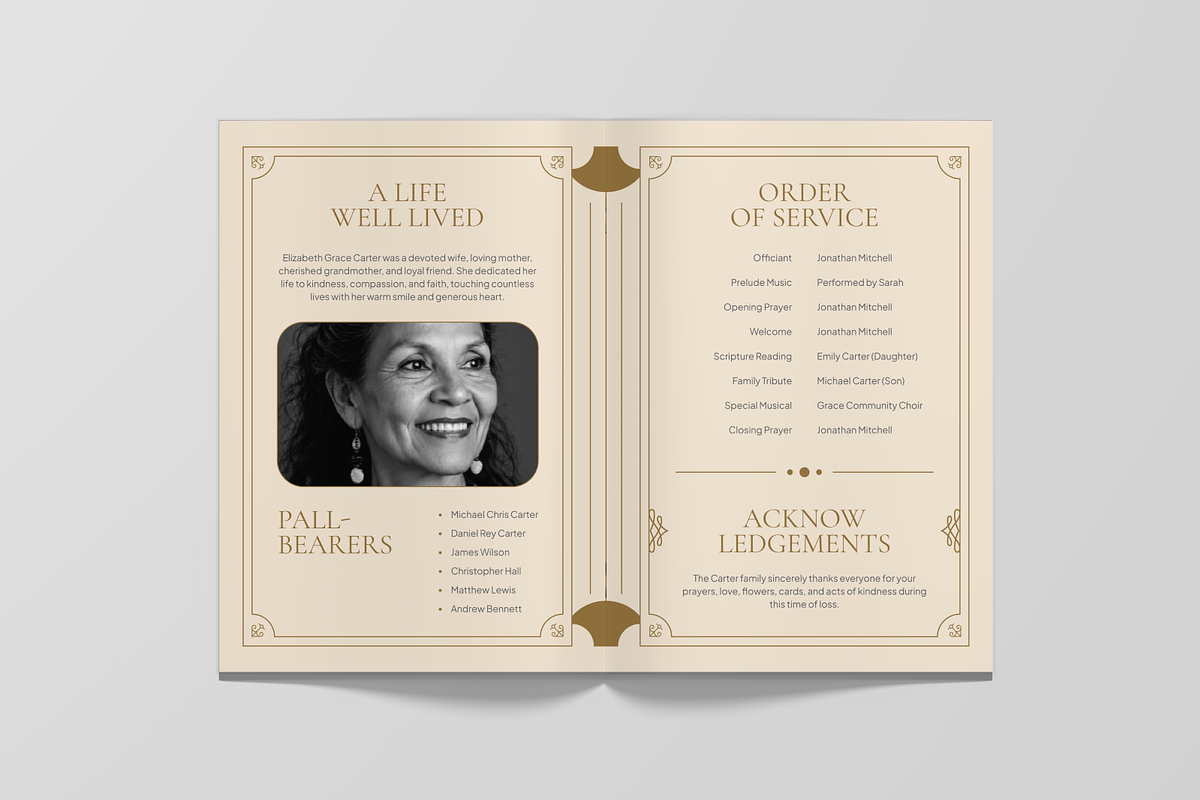 Funeral Program Bifold Brochure, a Brochure Template by Annora Studio (Photo 2 of 6)