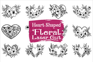 Romantic Heart Floral Laser Cut, an Illustration by jahid234