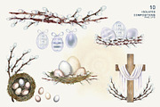 EASTER Willow, Watercolor Clipart, a Decorative Illustration by EL_SUHOVA (Thumbnail 3 of 7)