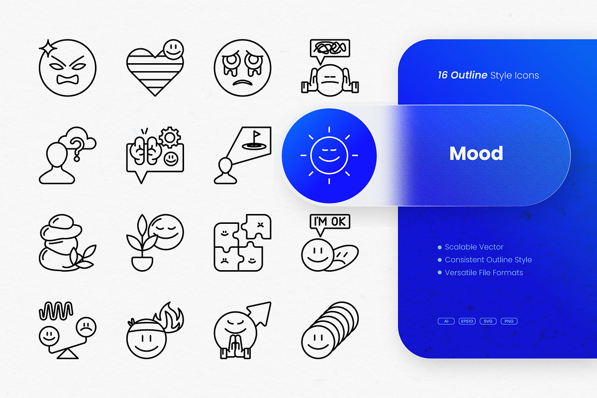 Mood Outline Icons, an Outline Icon by cidcud_graphic