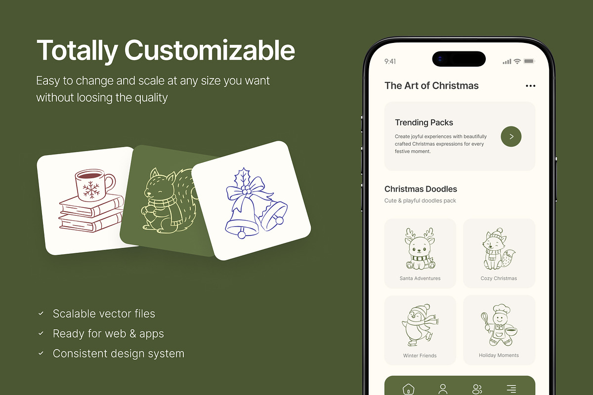 90 Christmas Hand-drawn Doodles, an Outline Icon by Prosymbols (Photo 5 of 9)