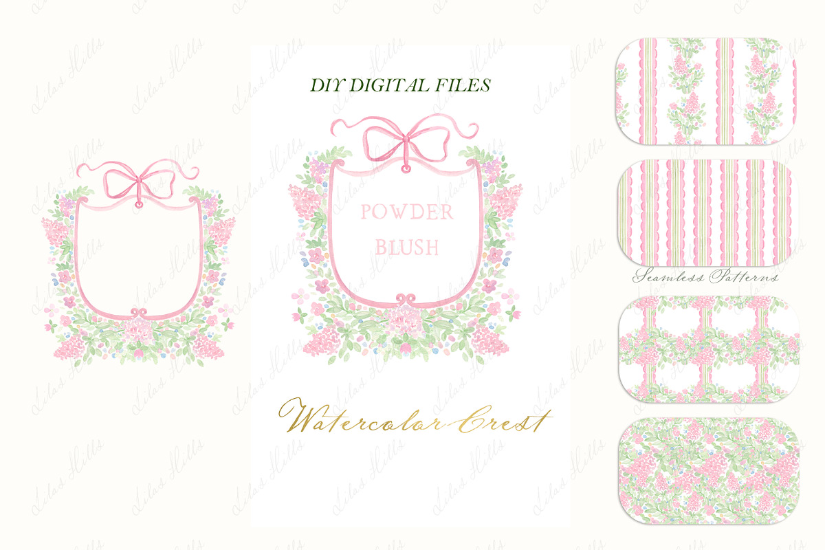 Powder Blush Pink Watercolor Crest, a Graphic by LABFcreations (Photo 2 of 4)