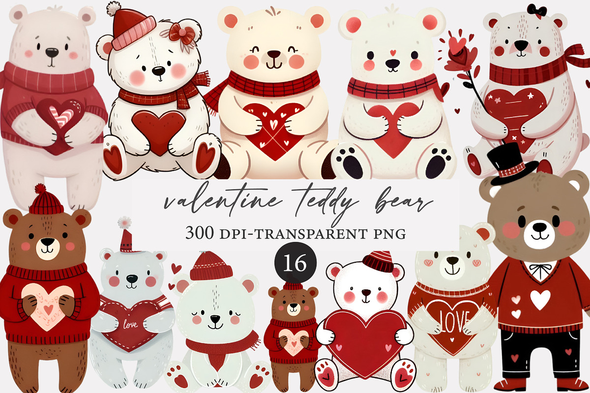 Valentine teddy bear clipart, an Illustration by Designworld (Photo 1 of 5)