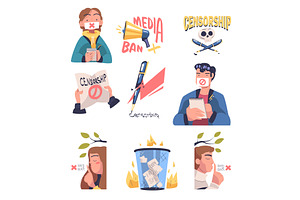 Prohibition of Independent Media, a Person Illustration by TopVectors