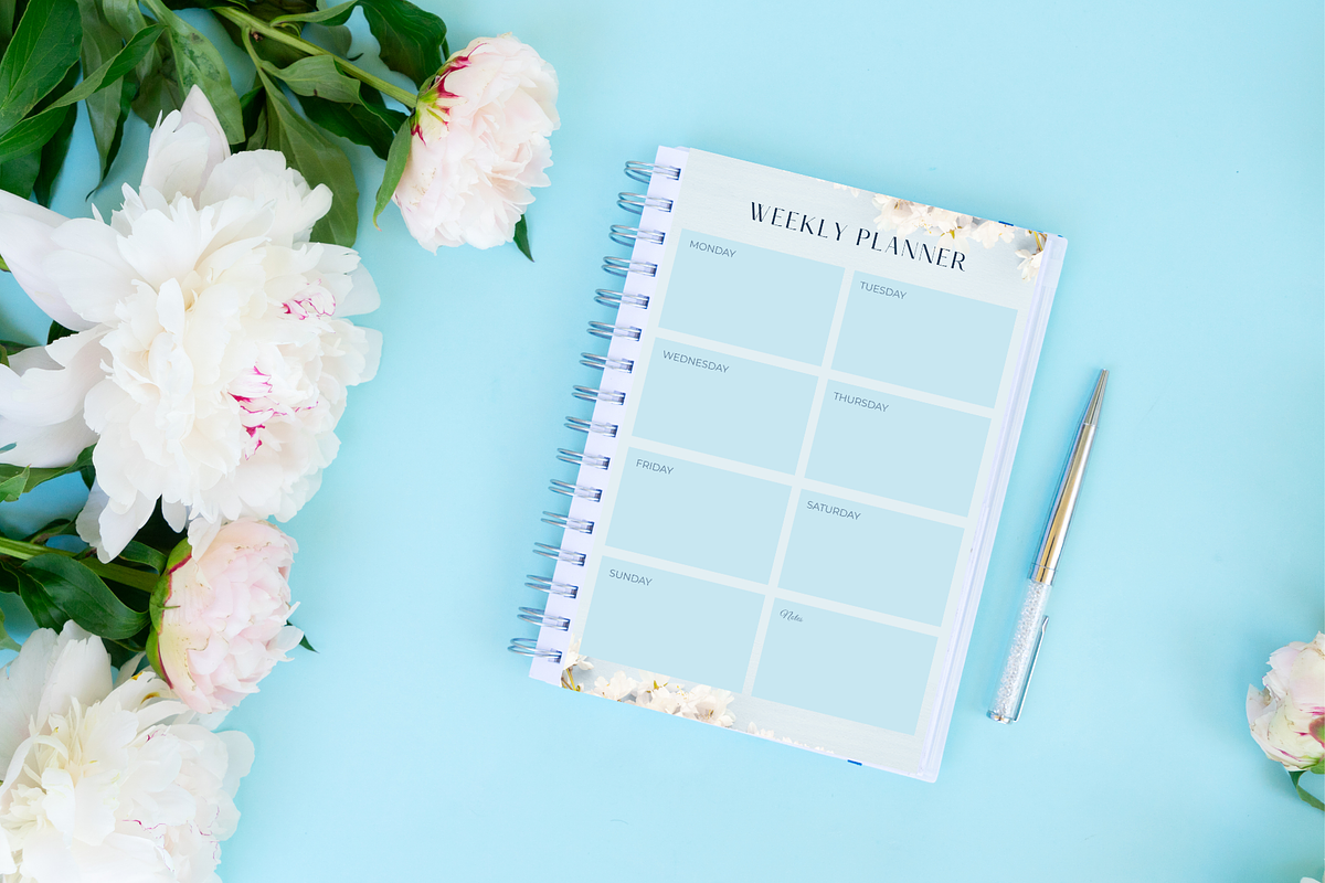 Blue Floral Weekly Planner, a Stationery Template by KreyaParekh (Photo 4 of 4)