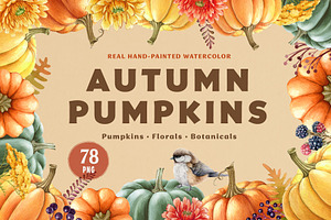 Autumn Pumpkins Watercolor Clipart