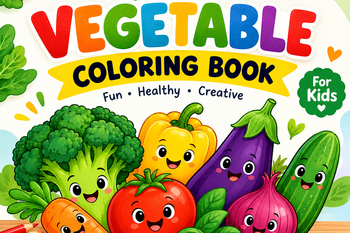 Vegetable Coloring Book for Kids, an Education Illustration by Mohammad Sarfaraz (Photo 1 of 3)