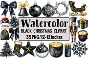 Black Christmas Clipart, an Illustration by Design Market (Thumbnail 1 of 3)