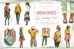 Watercolor Memories Clipart Set