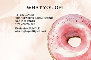 Donuts Clipart Watercolor Set