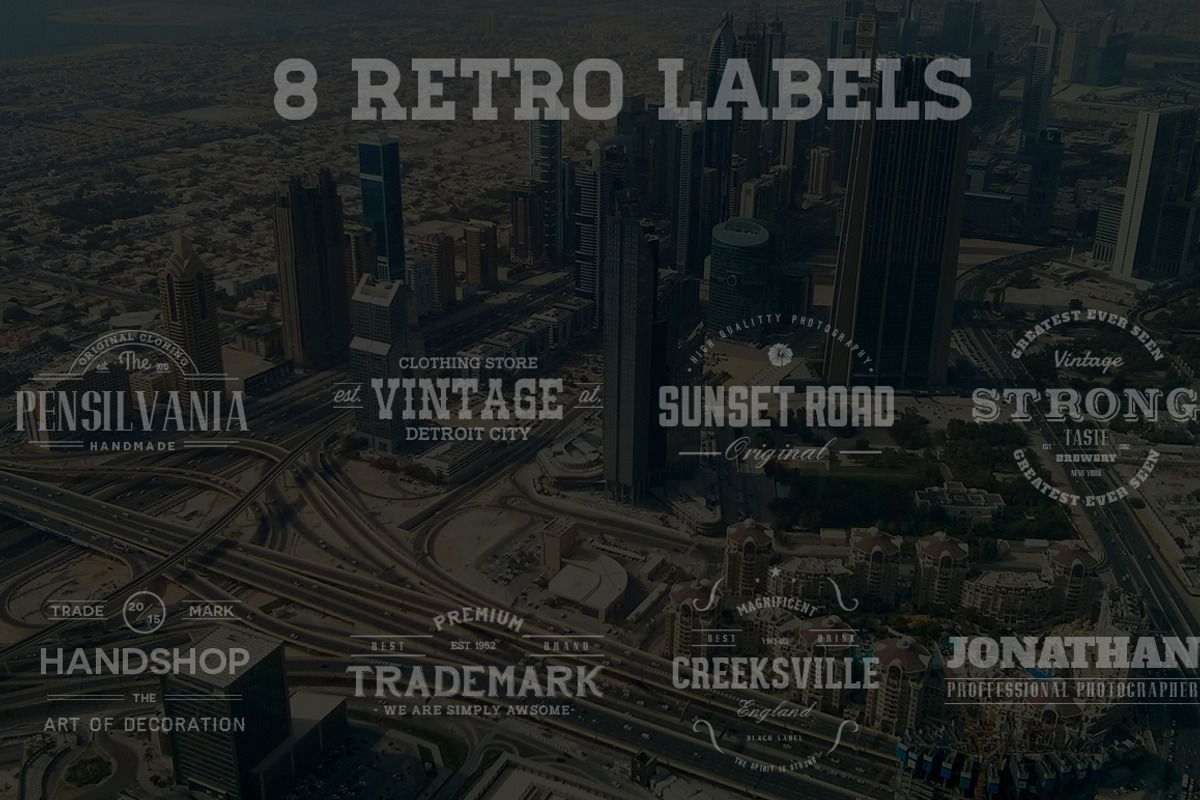 8 Retro Labels, a Branding & Logo Template by Xelm (Photo 1 of 9)