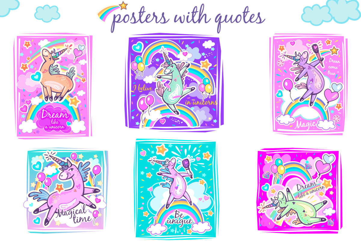 Cute Unicorns Clipart, a Pattern Graphic by ViktoriaARTprint (Photo 12 of 13)