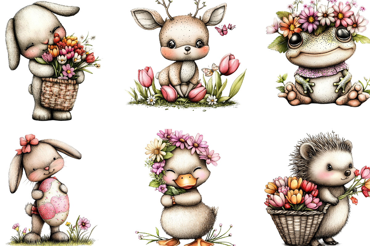 Whimsical Animals Spring Clipart, an Illustration by Designking (Photo 4 of 5)