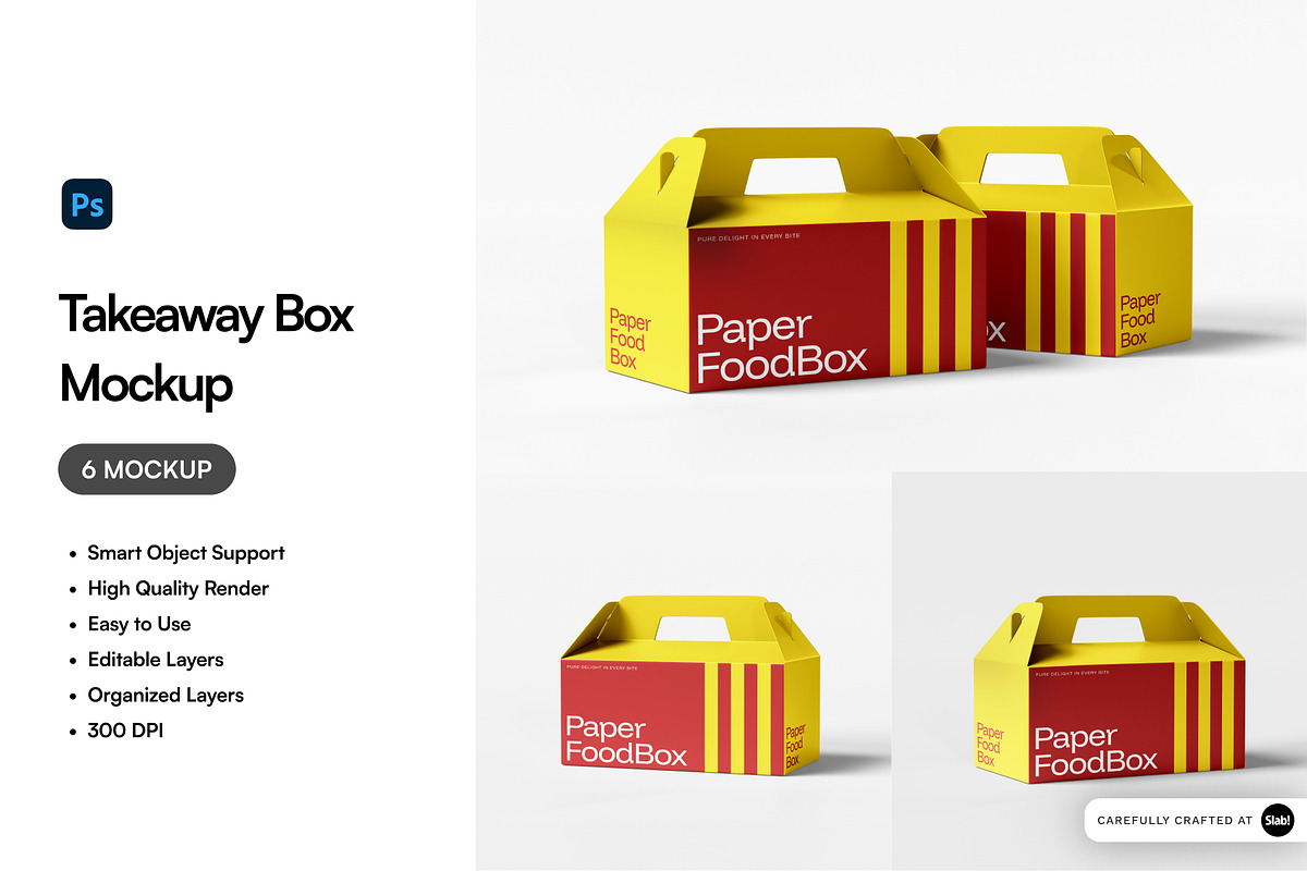 Takeaway Box Mockup, a Packaging Mockup by SLAB! Design (Photo 1 of 9)