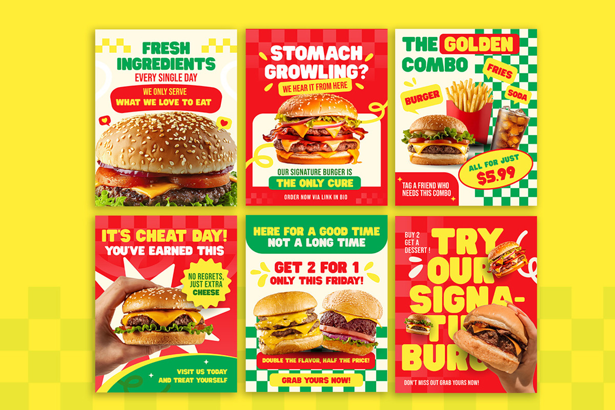 Modern Retro Fast Food- Template, a Social Media Template by Jiwstudio (Photo 2 of 4)