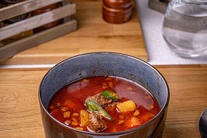 Delicious hungarian goulash soup, a Photo by Grafvision photography